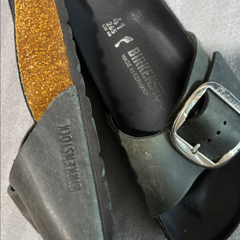 Birkenstock Gray Madrid Buckle Slide Sandals - Picture 4 of 5